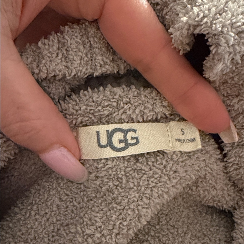 Ugg mowery fleece sweater polo shirt top beige tan granite S - Picture 5 of 8